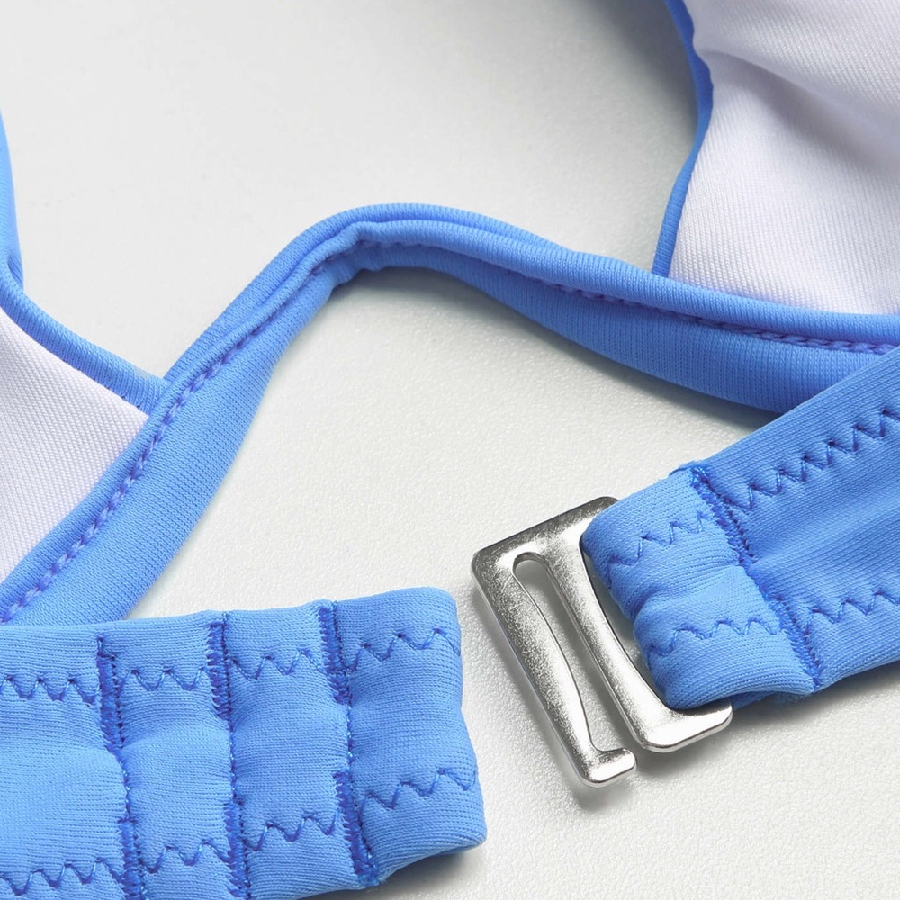 Cider Blue Halter Rhinestone High Rise Bikini Set - Picture 4 of 4